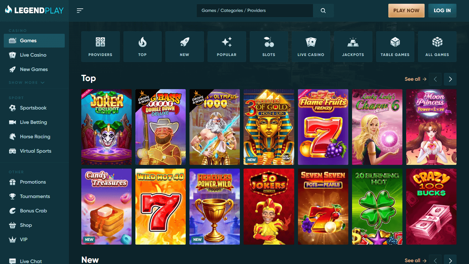 LegendPlay interface